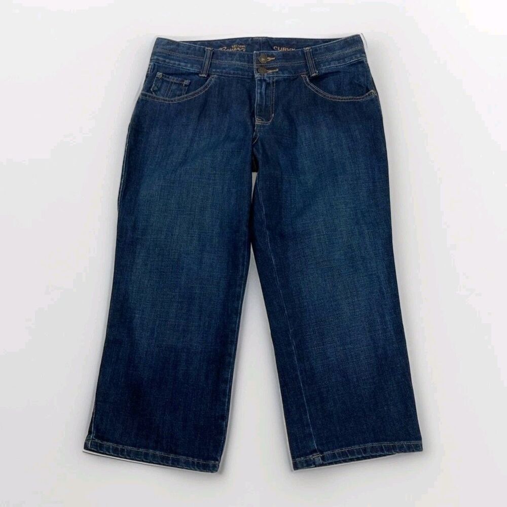 Eddie Bauer Capri Jeans Womens 8 Curvy Fit Stretch Blue Mid Rise Y2K